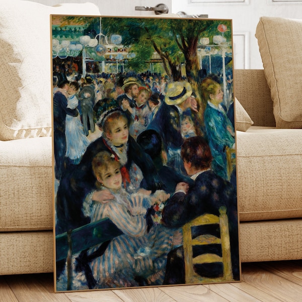 Danse au Moulin de la Galette, Pierre Auguste Renoir, tableau célèbre, tableau classique, art mural vintage, impression vintage