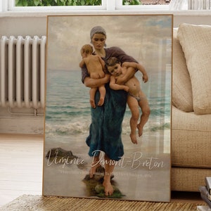 Fisherman&#39;s Wife Coming to Bath Her Children, Virginie Demont-Breton, Famous Painting, Painting Poster, Modern Wall Art, Art Print