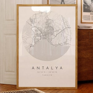 Anthrazit Karte Print: Minimalistischer schwarz-weiß Stadtplan (Digitaler Download)