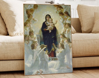 William Bouguereau: The Virgin with Angels - Vintage Art Print (Digital Download)