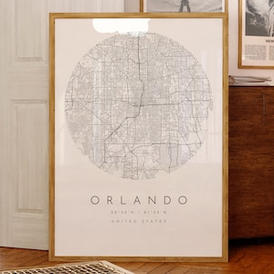 Orlando Map Art Print: Minimalist Black and White City Map (Digital Download)