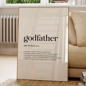 Godfather Definition, Printable Wall Art, Dictionary Meaning, Gift for Godfather, Godfather Quote, Digital Instant Download, Family Gift