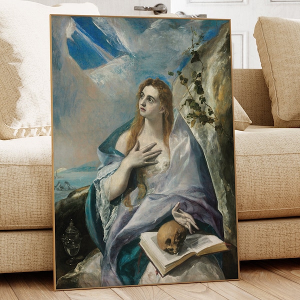 Mary Magdalene in Penitence, El Greco, Famous Painting, Classic Painting, Museum Quality Print, Vintage Wall Art, Vintage Print