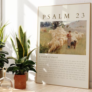 Psalm 23 Wall Art | Psalm 23 | Vintage Scripture Bible Verse Print | The Lord Is My Shepherd Bible Verse Poster | Christian Printables