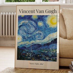 Starry Night - Van Gogh - Famous Painting Art Print (Digital Download)
