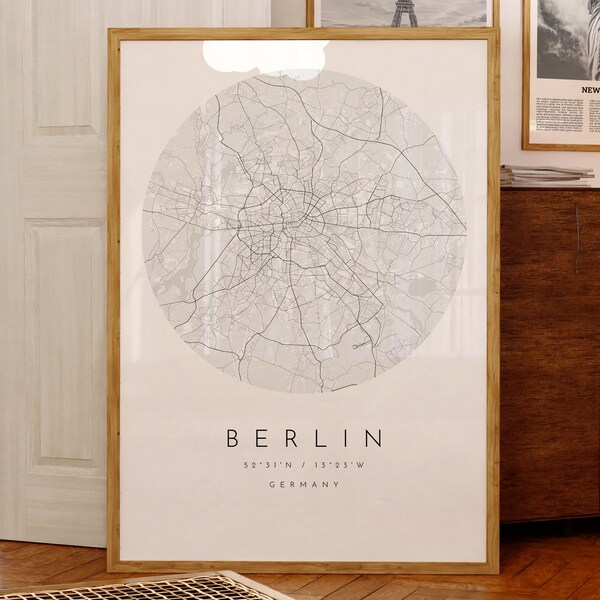 Berlin Map Print, Berlin City, Berlin Map Poster, City Map Print, Minimalist Map, Gift Ideas, Black and White Map, City Maps