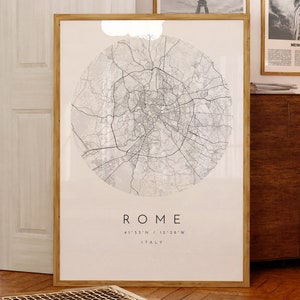 Rom Karte Druck, Rom Karte Poster, Stadt Karte Druck, minimalistische Karte, Geschenkidee, schwarz weiß Karte, Stadtplan, Stadtplan