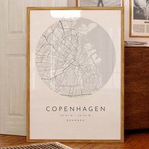 Kopenhagen Karte Druck, Kopenhagen Karte Poster, Stadt Karte Druck, minimalistische Karte, Geschenkidee, schwarz-weiß Karte, Stadtplan
