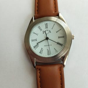 Orologio da polso vintage di design PCA, Pier Carlo d'Alessio/orologio al quarzo con cinturino in pelle/cassa in argento, uomo, donna/regalo per amici e compleanni