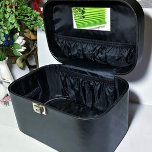 Vintage Beauty Case schwarz  Kosmetikkoffer Mid Century Beauty Box  Makeup Case Schminkkoffer 70er Retro Vanity Case Vintage Reisekoffer