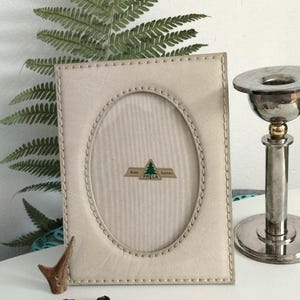Vintage picture frame leather beige/ wall hanging/Prela standing picture frame/ wall decoration/ dresser, table, display case/ home decor/ gift housewarming wedding