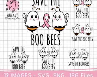 save the boo bees Svg, Bees Breast cancer, save the boo bees PNG , save the boo bees shirts, Funny Halloween, Spooky Season, Thanksgiving