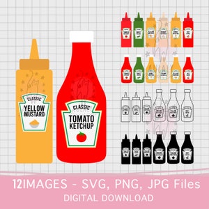 tomato sauce and mustard, ketchup and mustard, Group condiment, Mustard svg, label svg, tomato bottle, condiment bottle, ketchup bottle