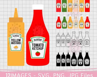 tomato sauce and mustard, ketchup and mustard, Group condiment, Mustard svg, label svg, tomato bottle, condiment bottle, Personal Use