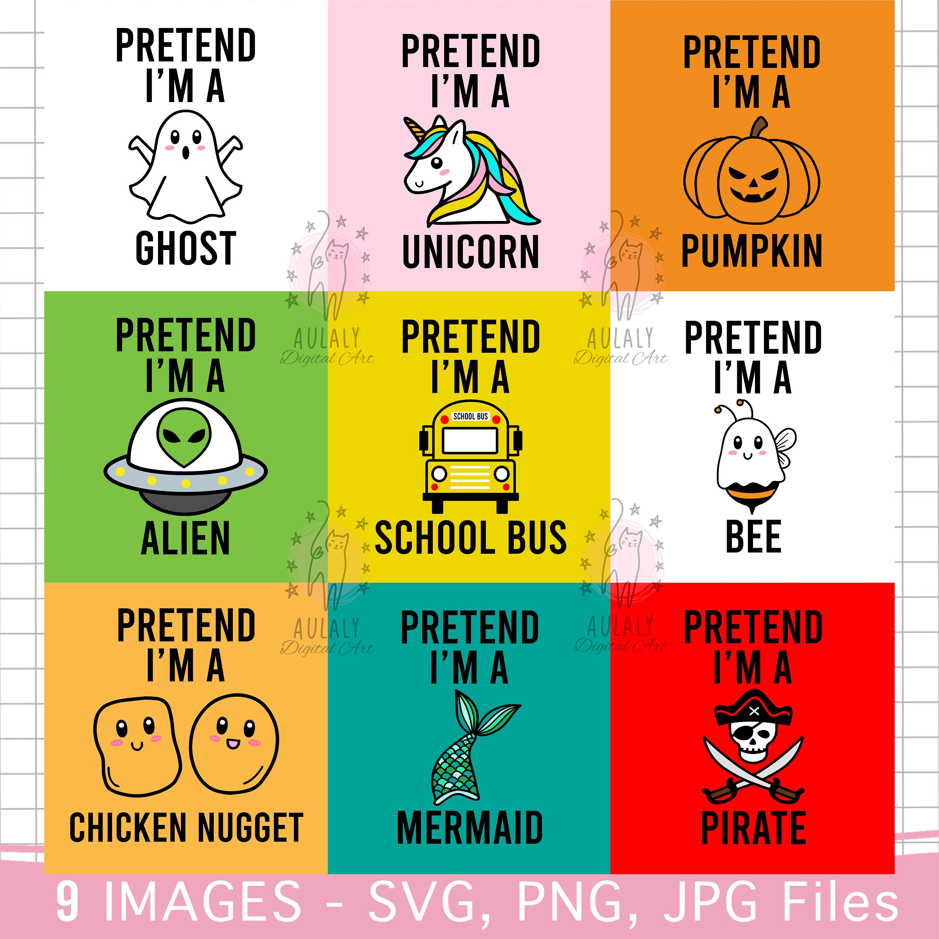 Pretend I'm a School Bus , Pretend I'm a ghost, Pumpkin, Mermaid, Pirate, Group t-shirts SVG, Best Buds SVG, Cricut SVG, Retro Halloween