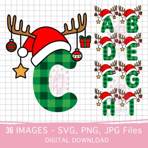 Pijama de Natal SVG, Xadrez de Búfalo de Natal, Letras Divididas de Natal, pijama SVG, Alfabeto de Natal, Letras de Natal, Uso Pessoal