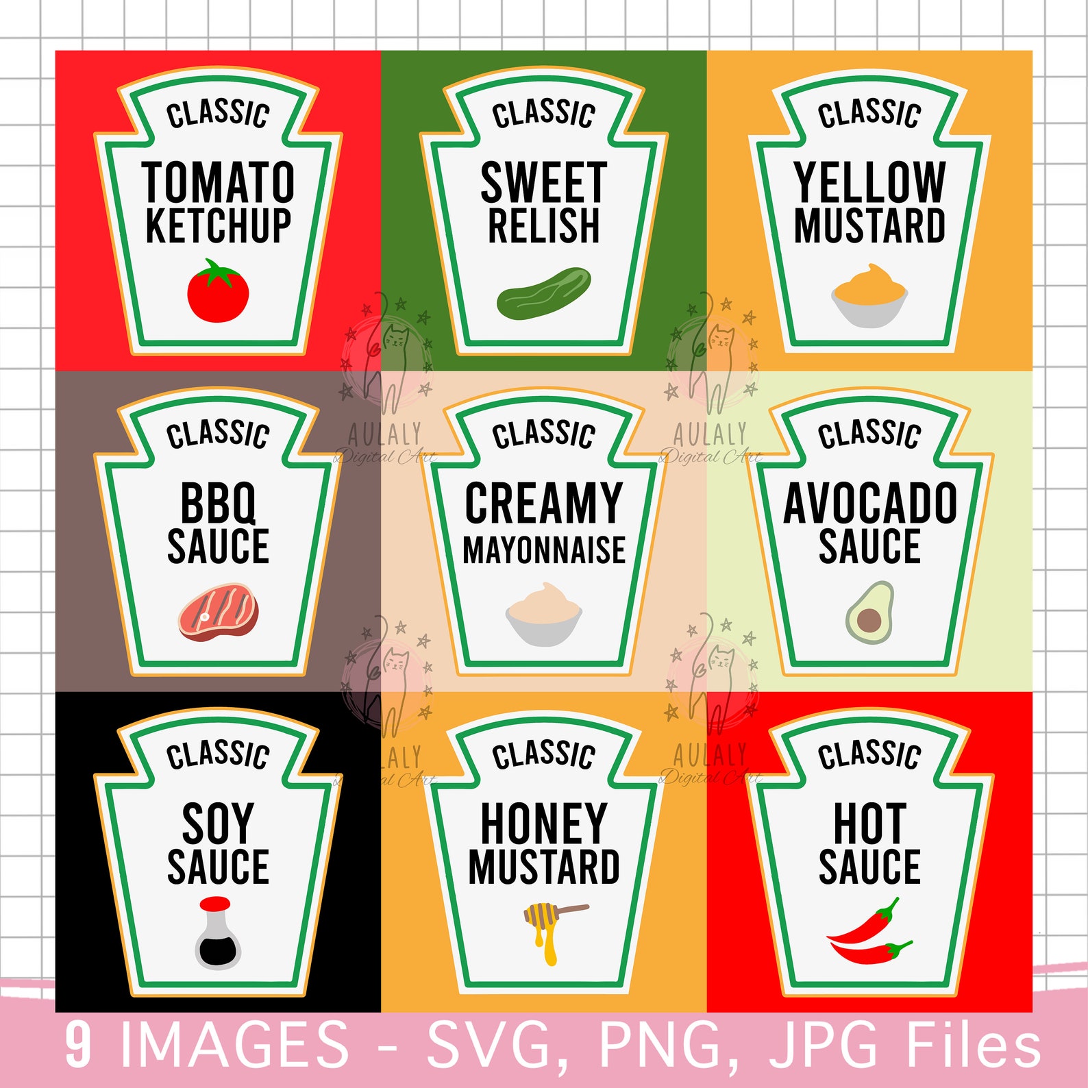 Tomato Sauce and Mustard , Ketchup and Mustard Svg, Group Condiment ...