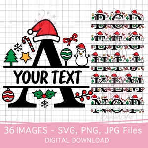 Alfabeto de Natal, Letras de Natal, Clipart de Natal, Letras Divididas de Natal, Fonte de Monograma de Natal, Dividido de Natal, Uso Pessoal