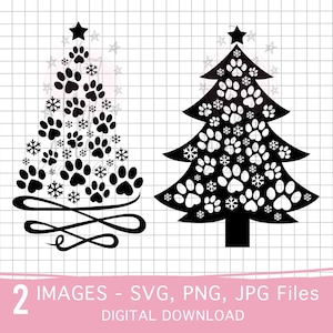 Pfotenabdruck Weihnachtsbaum SVG, Pfote Weihnachtsbaum SVG, Weihnachtspfote Baum, Tier Weihnachtsbaum, Weihnachtshund Pfote svg, persönlicher Gebrauch