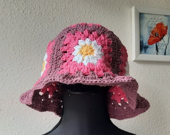 Cappello da pescatore estivo da donna - Cappello estivo in cotone - Cappello a fiori - Cappello da donna fatto a mano - Cappello da pescatore estivo all'uncinetto - Cappello all'uncinetto