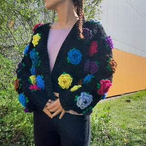 cardigan pour femme, gilet pour femme, cardigan fait main, gilet en fleurs, cardigan en fleurs, cardigan fait main pour femme, gilet crochet