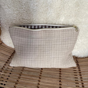 Bolsa de forro polar de lino a cuadros beige, 5 tamaños a elegir.