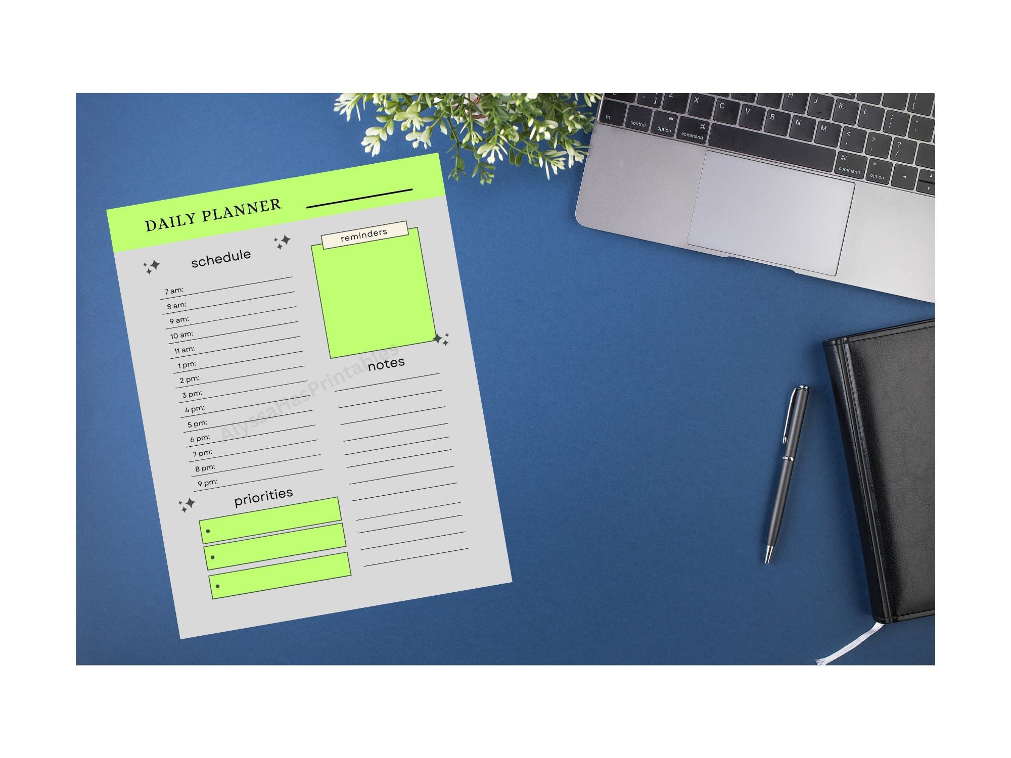 Green Daily Planner Printable Planner Digital Daily Planner - Etsy