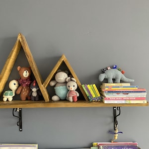 Wood Mountain Shelf, Nursery Shelves, Adventure Home Decor, Rustic Wooden Shelf, Natural Wooden Wall Shelf