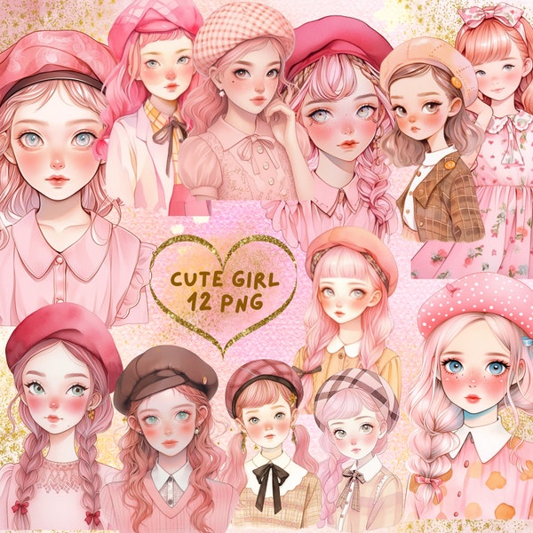 Kawai Cute Girl Pink Anime Watercolor PNG Kawaii Cute Girl Kawaii  Png Clipart Clipart Anime School Beautiful  Cute Women Beautiful  Clipart