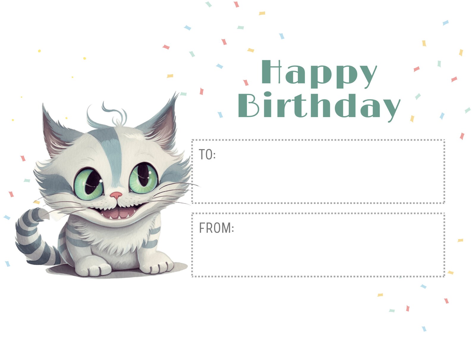 Cheshire Cat Cute Vintge Watercolor PNG Clipart Sublimation - Etsy