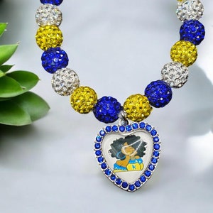Sigma Gamma Rho Rhinestone Heart Charm Bracelet: Sorority Jewelry