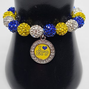 Sigma Gamma Rho Rhinestone Charm Bracelet: Sorority Jewelry Gift