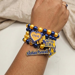Sigma Gamma Rho Inspired Stackable Charm Bracelets Set of 5 SGRho Bracelets with Rhoyal Girl Sisterhood 22 Poodle Heart and EE YIP charm