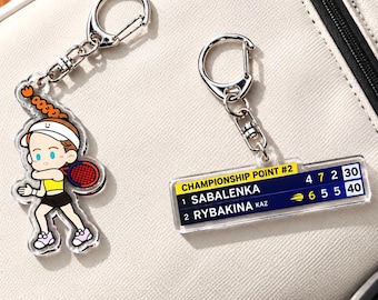 Elena Rybakina Forehand / Scoreboard Keychain | Clear Acrylic Figure with Metal Clasp