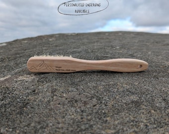 Personalised Beech Wood Climbing Brush: Laser Engraved Bouldering Gift