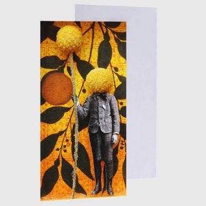 Grußkarte Kunst, große Din lang Postkarte Collage, Kunstkarte für Individualisten, Wunderkammer, Kunstdruck Klappkarte, Retro Grußkarte