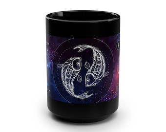 Pisces Zodiac Constellation Celestial Coffee Cup, Astrology Gift for Her or Him