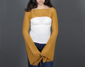 Crochet Top Pattern, Crochet Mesh Sleeves, Crochet Crop Top, Crochet Lacy Top Pattern, Womens Top Crochet Pattern, Crochet Sweater Pattern