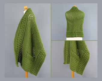 Crochet Pocket Shawl Pattern, Crochet Pocket Scarf, Scarf With Pockets, Crochet Shawl Pattern, Crochet Scarf Pattern, Crochet Wrap Pattern