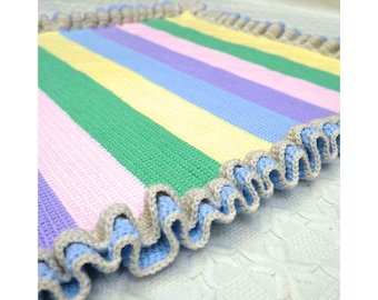 Double Ruffle Baby Blanket Crochet Pattern (PDF Download)