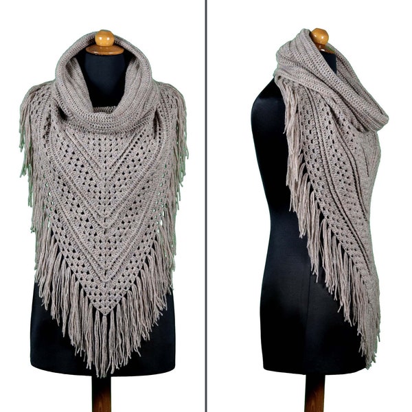 Modèle de châle au crochet, écharpe Boho au crochet, châle au crochet facile, modèle de châle au crochet femmes, écharpe à capuche au crochet, châle Boho au crochet, poncho