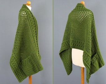 Crochet Pocket Scarf Pattern, Crochet Wrap Pattern, Crochet Pocket Shawl Pattern, Easy Crochet Scarf Pattern, Womens Crochet Pattern,