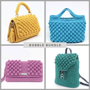 Crochet Bag Pattern Bundle, Clutch, Tote, Backpack (PDF Pattern)