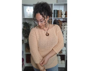 Schema per un top da donna facile da realizzare all'uncinetto, modello Anthemis, taglie dalla S alla 5XL (PDF + video tutorial)