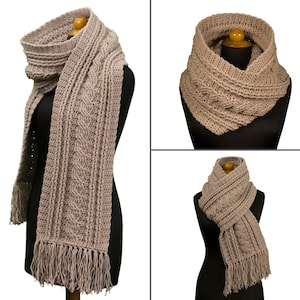Crochet Scarf Pattern,  Crochet Cowl Pattern, Crochet Scarf Men, Crochet Cable Scarf, Crochet Cable Cowl, Womens Crochet Cowl, Easy Crochet