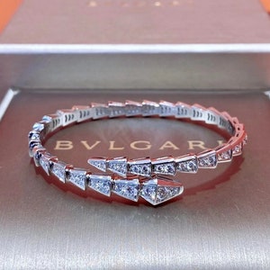 Authentic Bvlgari Serpenti Viper snake bracelet in 18kt white gold and diamond
