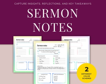 Sermon Notes Template - Bible Study Printable - Digital Church Notes - Sermon Journal GoodNotes