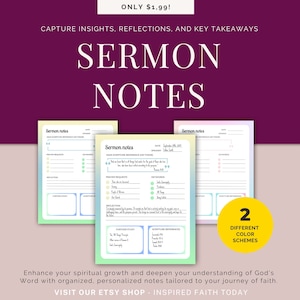 Sermon Notes Template - Bible Study Printable - Digital Church Notes - Sermon Journal GoodNotes