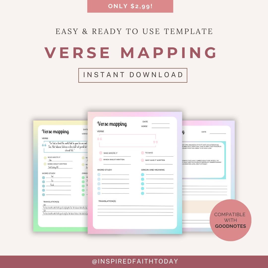 Bible Verse Mapping Template | Bible Study Printable Template ...