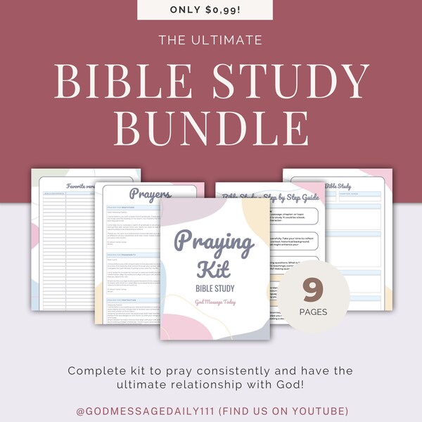 Prayer Kit, Bible Study Printable, Scripture Templates, Digital Bible Study, Prayer Journal, 5 Minute Journal